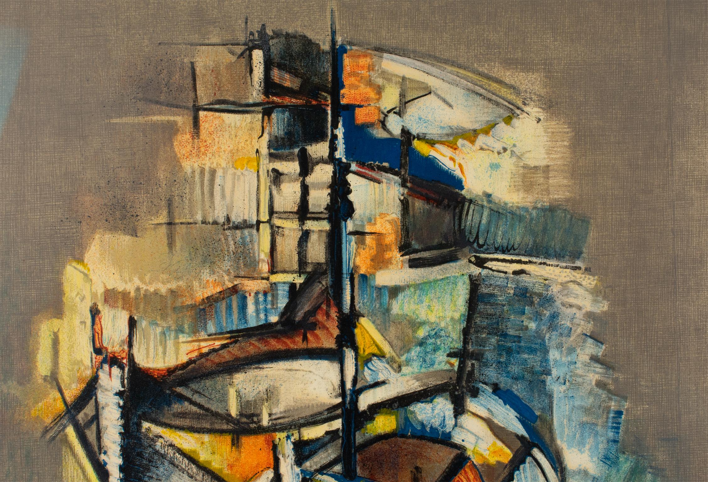 Abstract Cubist Seascape Lithograph by Roger Lersy For Sale 8