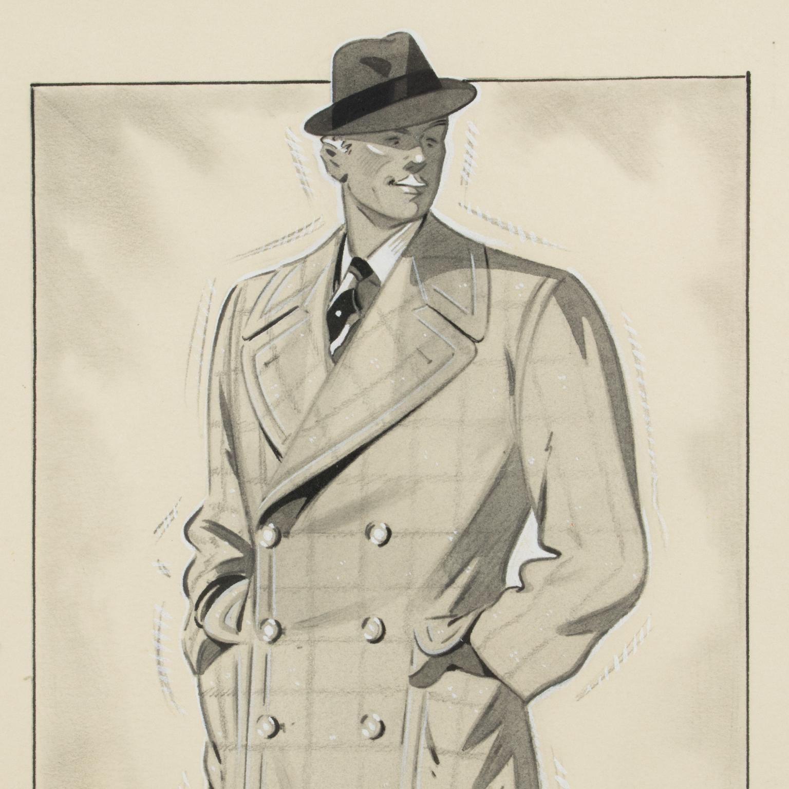 Ilustración de moda Art Déco Dibujo a tinta de G. Ferro en venta 7