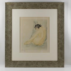 Nu assis aux cheveux noirs, étude de la première période de Rotislaw Racoff, années 1940
