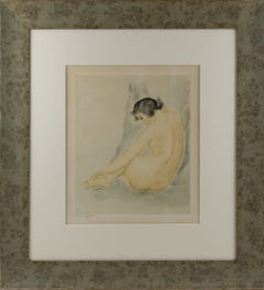 Nu assis aux cheveux noirs, étude de la première période de Rotislaw Racoff, années 1940