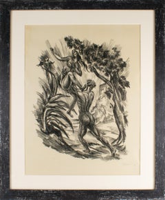 Der Papagei, Kohle-Lithographie-Zeichnung von Adolf Uzarski, Tutinama-Serie, 1919
