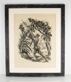 Der Papagei, Kohle-Lithographie-Zeichnung von Adolf Uzarski, Tutinama-Serie, 1919