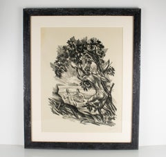The Witness, Charcoal Lithograph Drawing by Adolf Uzarski, Tutinama Series, 1919