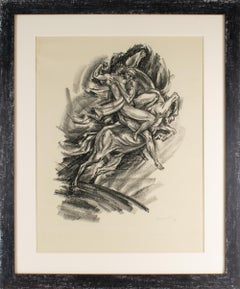 The Wild Ride Charcoal Lithograph Drawing by Adolf Uzarski, Tutinama Series 1919