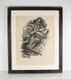 The Wild Ride Charcoal Lithograph Drawing by Adolf Uzarski, Tutinama Series 1919