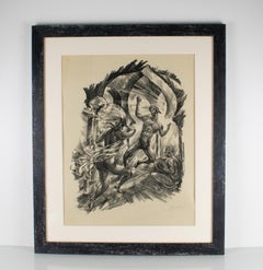 The Musician, Charcoal Lithograph Drawing by Adolf Uzarski, Tutinama Series 1919