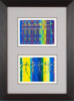 Surrealist Drawings Geometric Colorist Project, France circa 1960