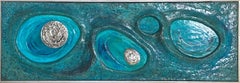 Psychedelic Turquoise Acrylic Resin Art Wall Sculpture Panel by Lorraine Stelzer