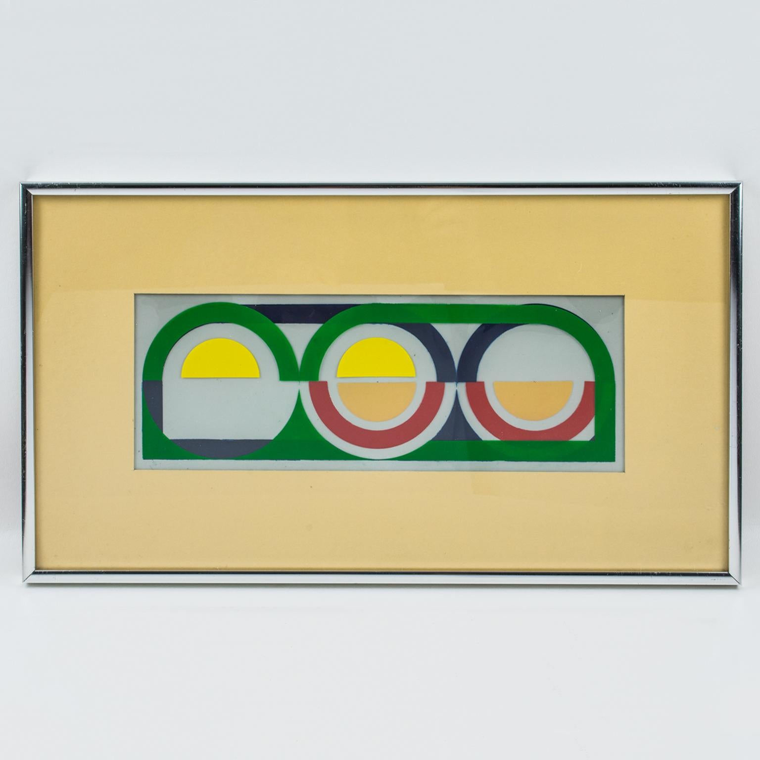 Multicolor Geometric Painting by Donna Filler, a triptych 9