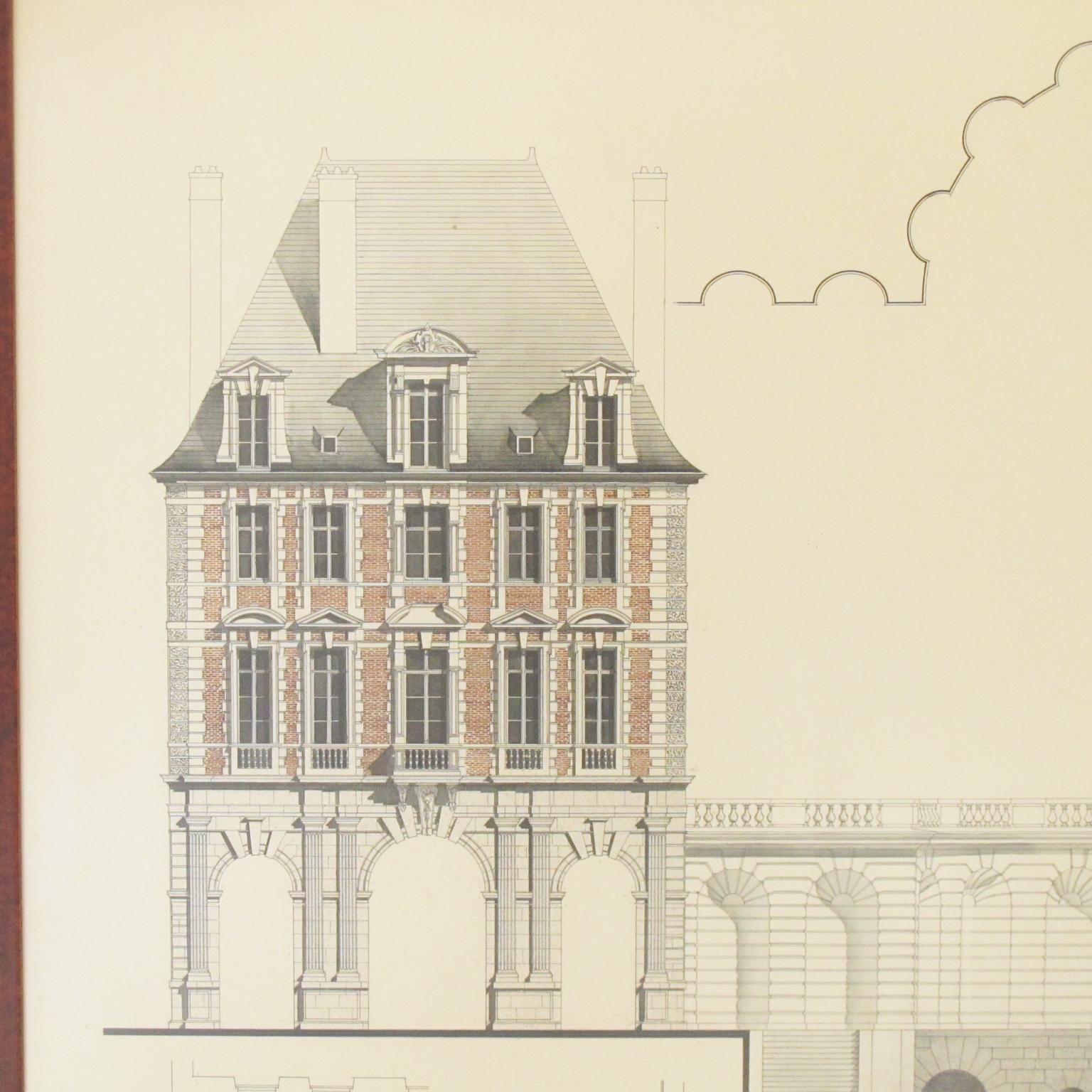 Original Architecture Sketches Study Drawing for Place Des Vosges in Paris 1