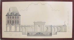 Original Architecture Sketches Study Drawing for Place Des Vosges in Paris
