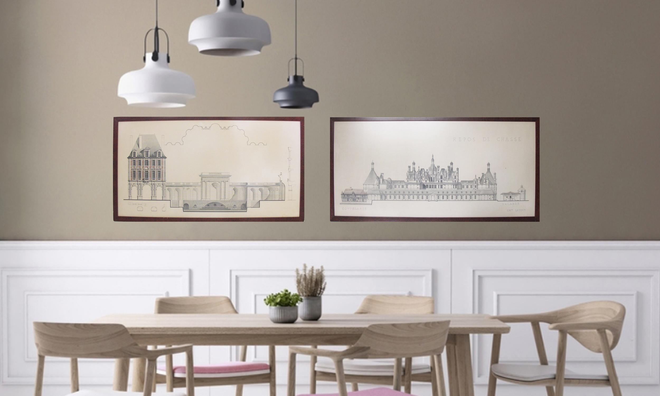 Original Architecture Sketches Study Drawing for Place Des Vosges in Paris 7