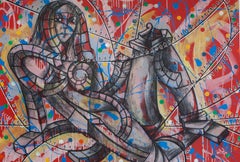Luis Miguel Valdes, "Walking Down The Habanera", acrylic on canvas Cuban art