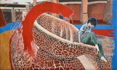 Luis Miguel Valdes "The intern" acrylic on canvas Cuban art