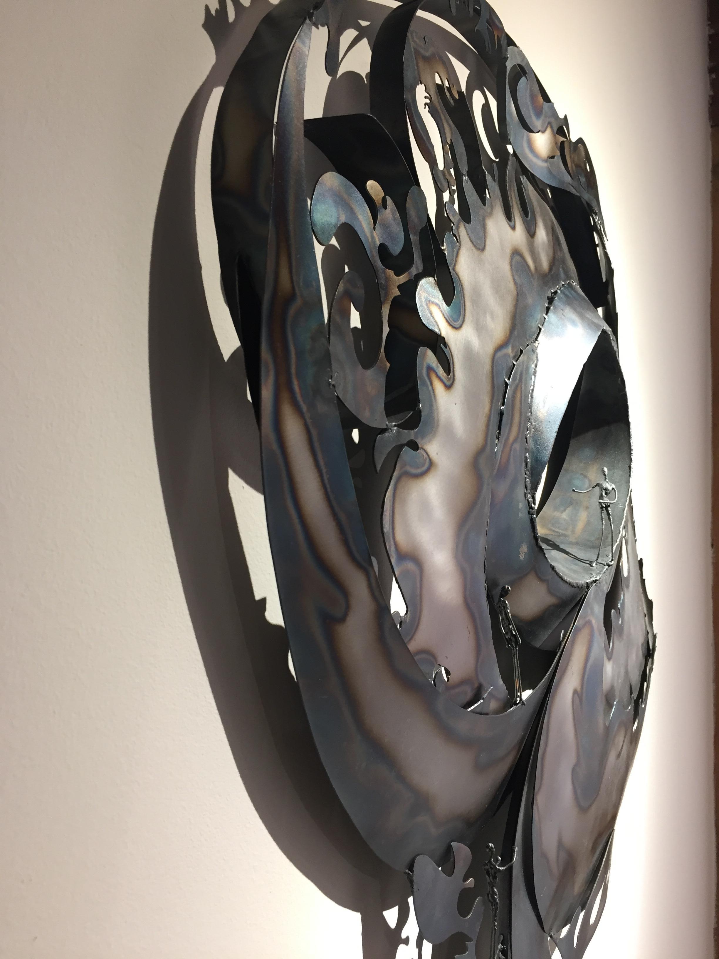 Welded and plasma cut, steel by Arlene Abend:
Honors and activities:
Named as Post Standard “Women of Achievement in Art”;  Honored as “Most Promising Career Woman, BPW; Given International Woman’s Year Award; Cited as “Trailblazer in the Arts,”CNY