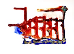 Work n. 2 from series 8.10 "Vitae Aqueous", fluid acrylics, metal leaf