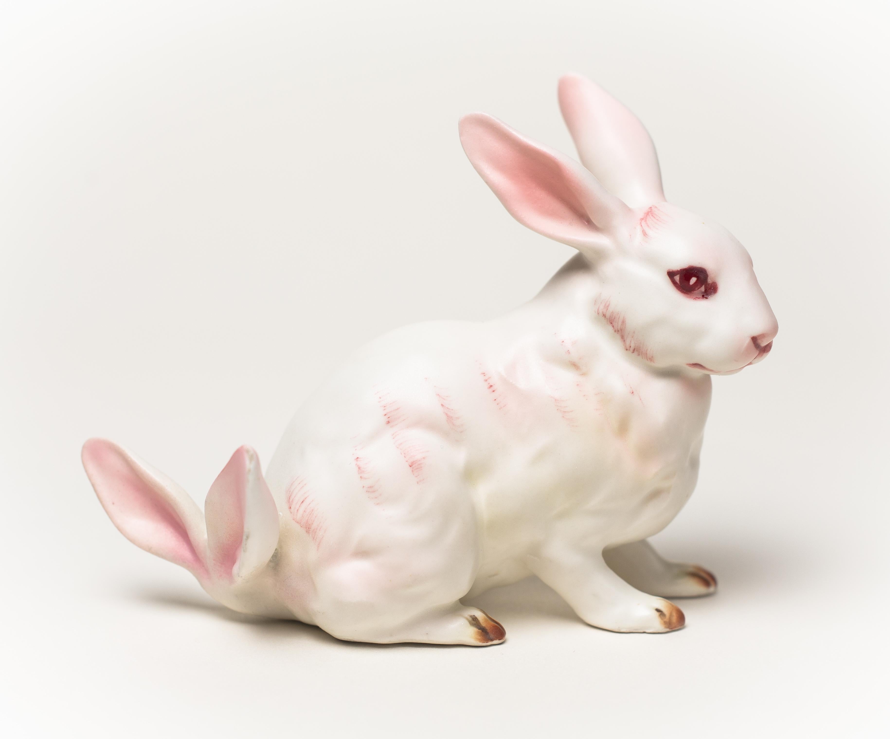 Debra Broz Figurative Sculpture - White Rabbit, No. 17