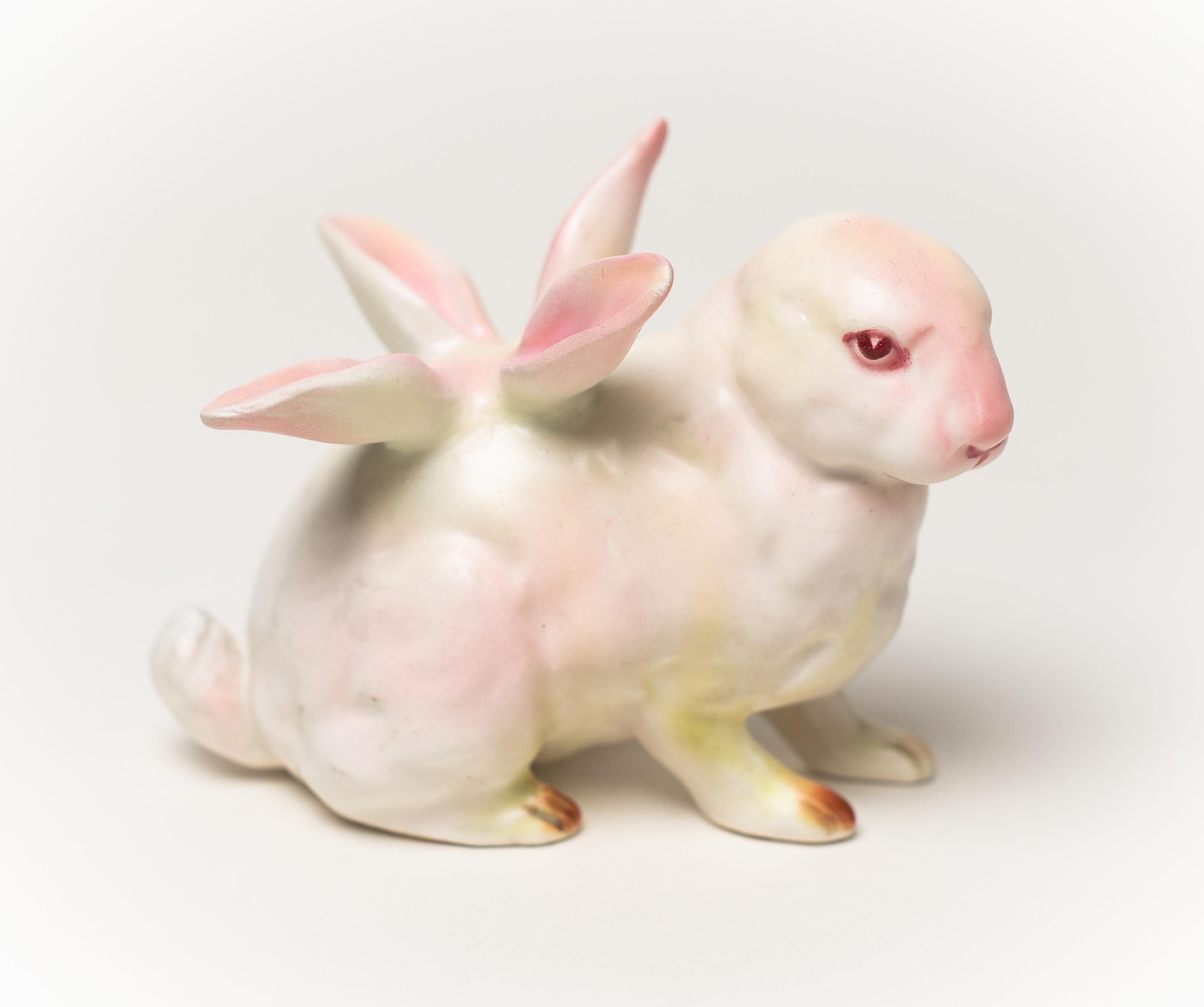 Debra Broz Figurative Sculpture - White Rabbit, No. 13