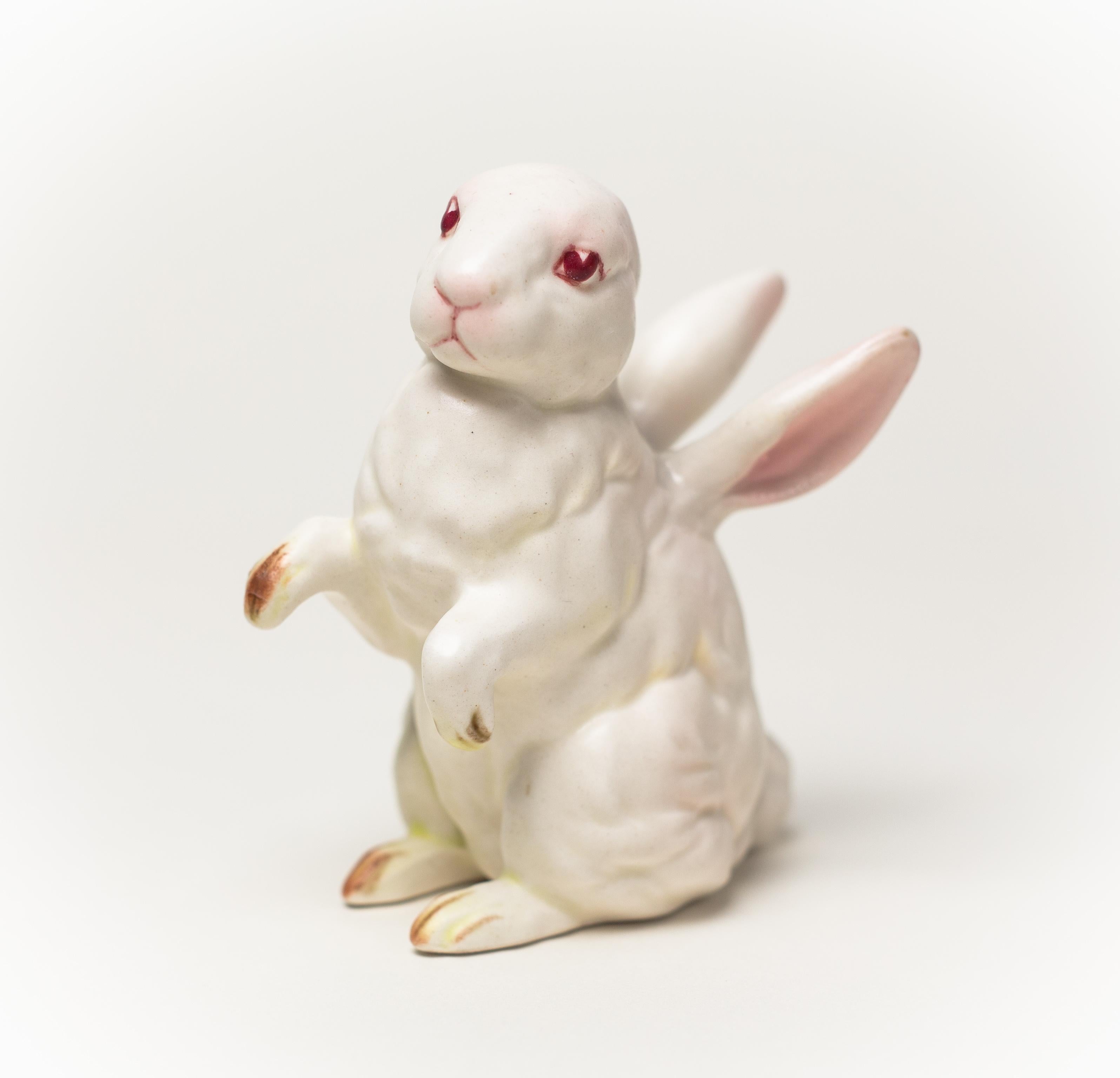 Debra Broz Figurative Sculpture - White Rabbit, No. 4