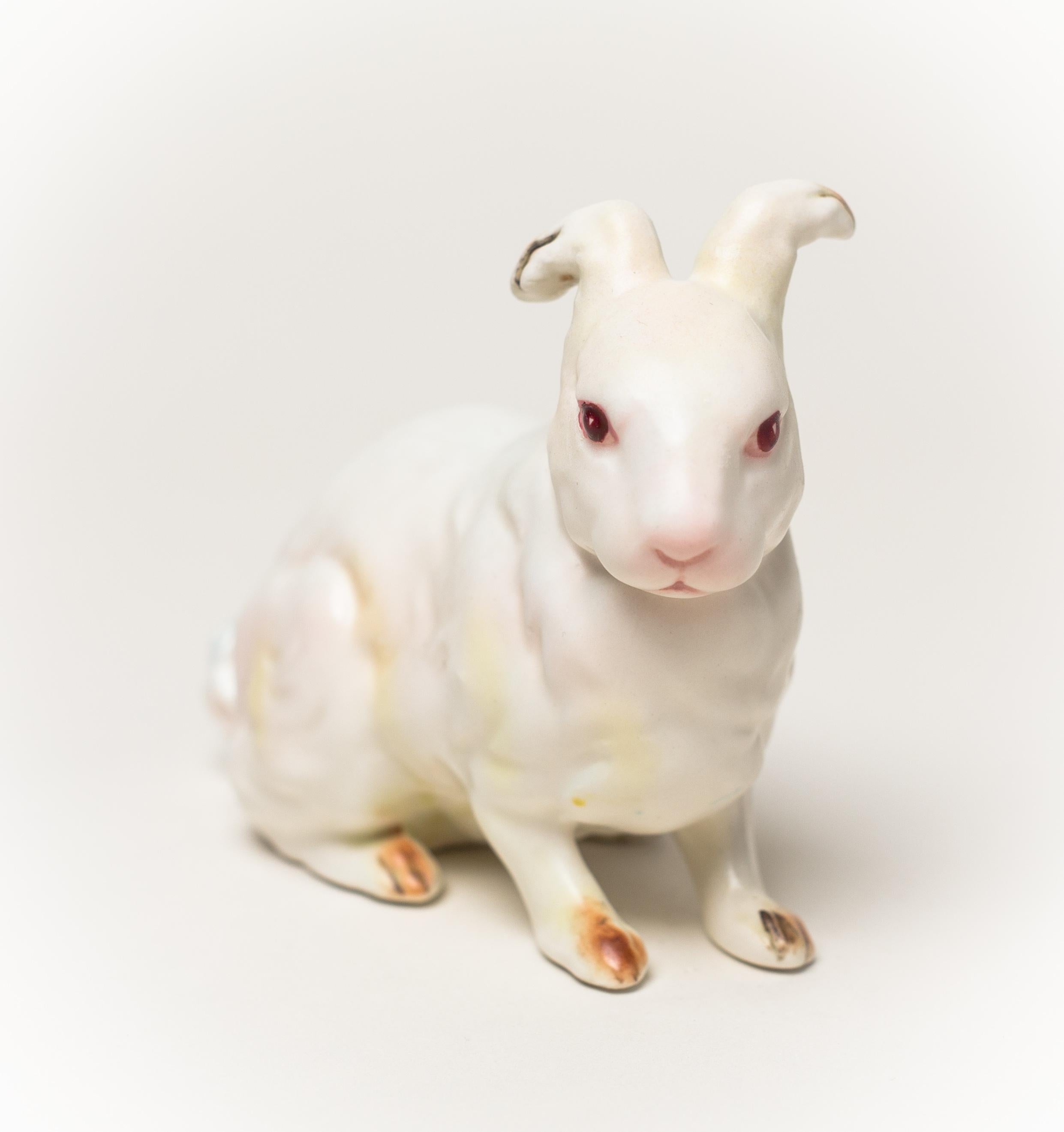 Debra Broz Figurative Sculpture - White Rabbit, No. 23