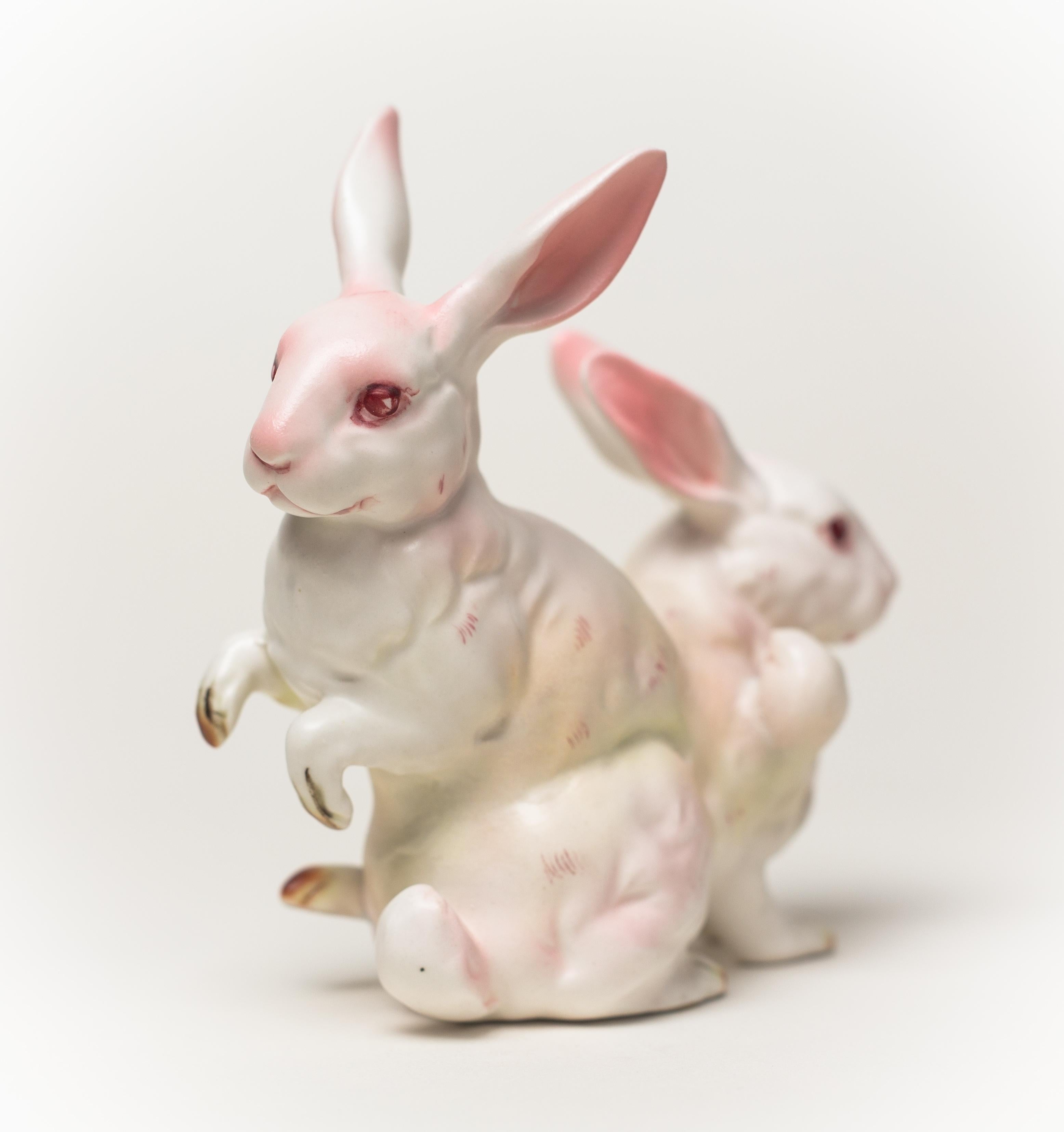 Debra Broz Figurative Sculpture - White Rabbit, No. 10