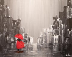 The Lady In Red (24 x 30") - Abstract Painting