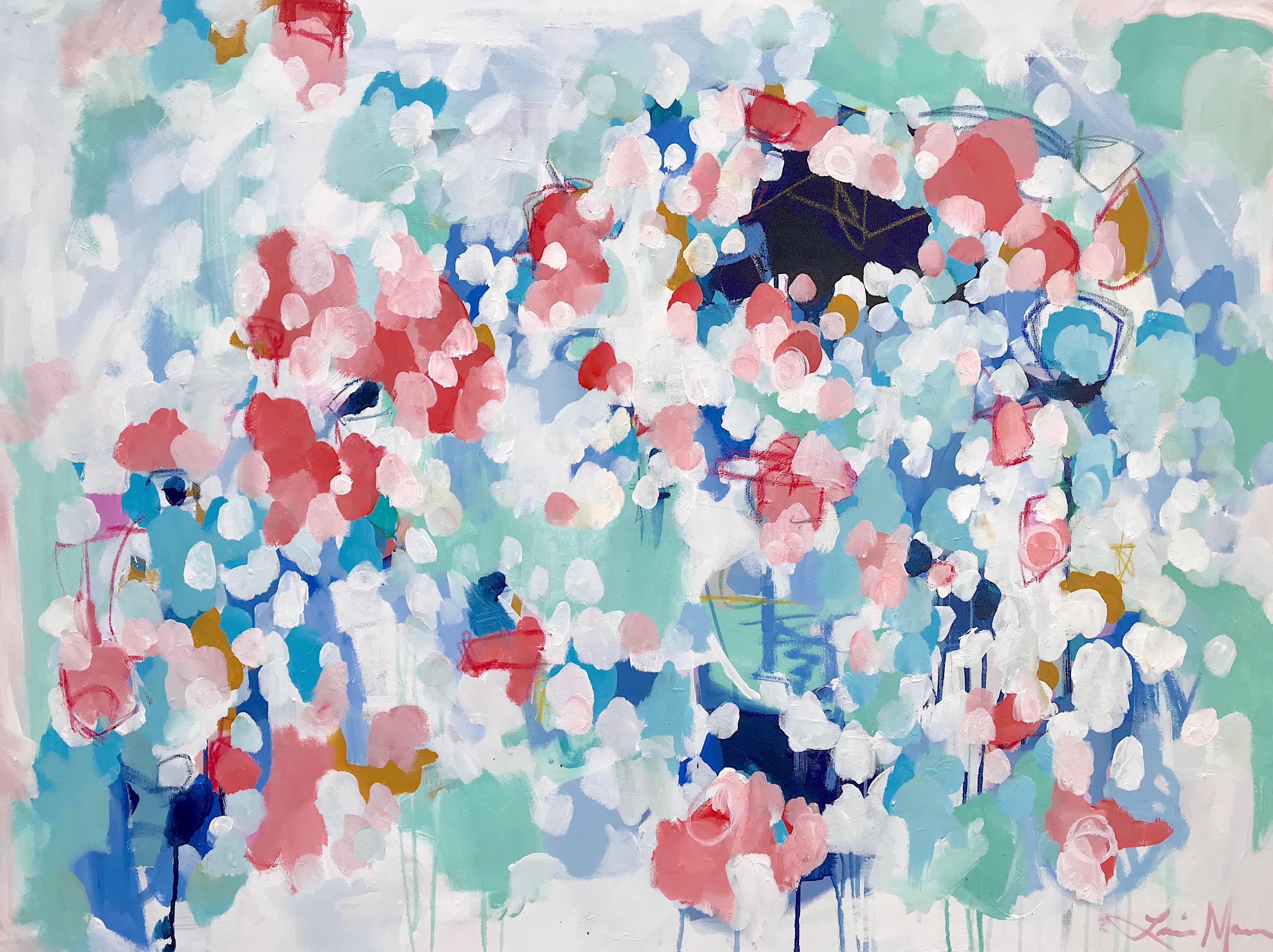 Lanie Mann Abstract Painting - Coral Blooms