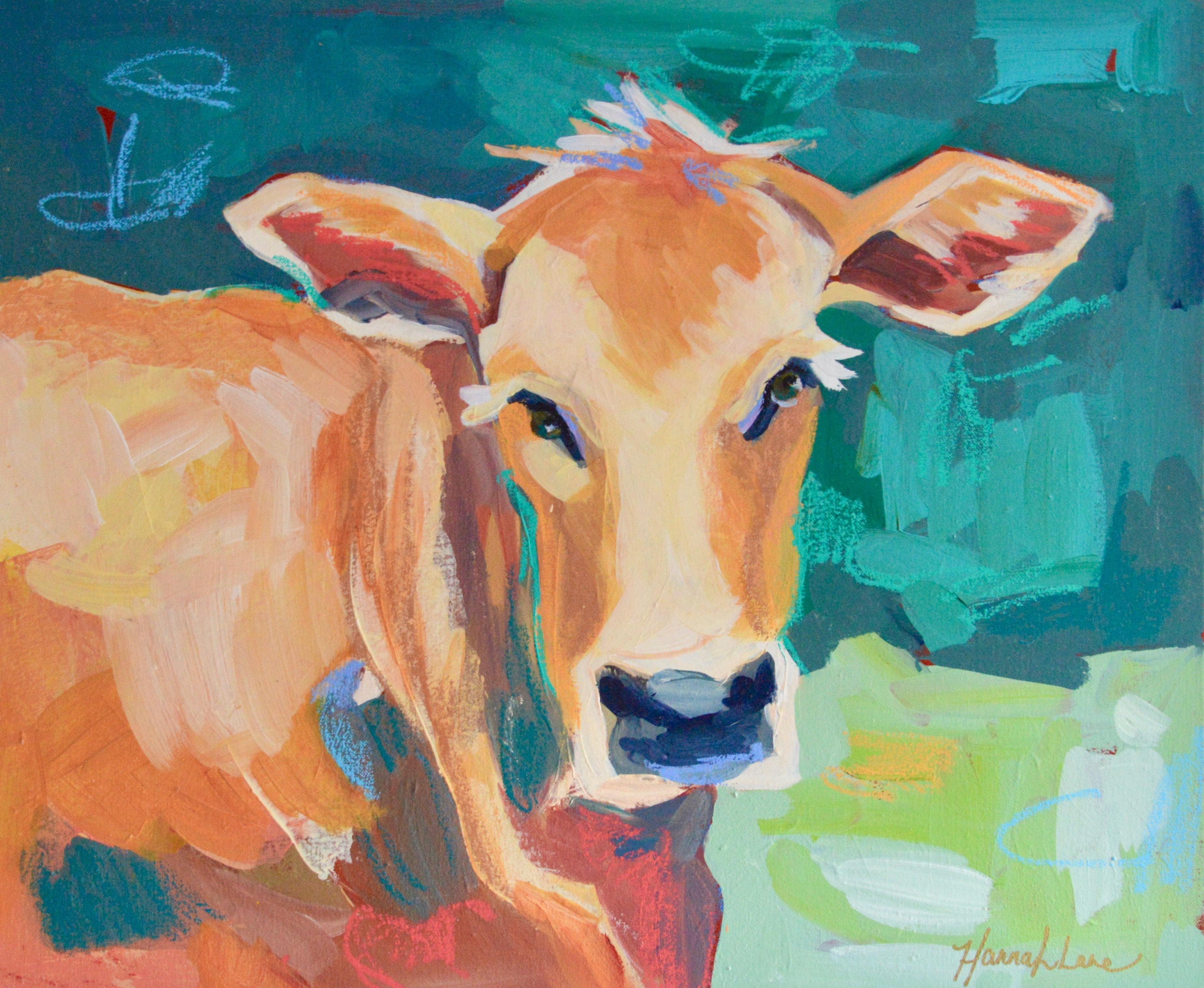 Hannah Lane Animal Painting - Golden Cow