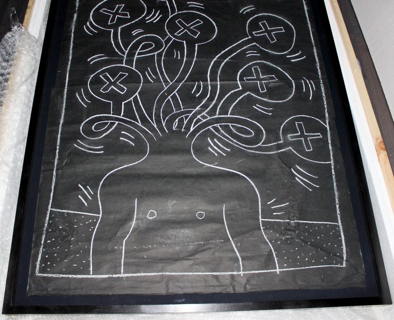 Keith Haring Rare Modern Framed Subway Drawing Chalk