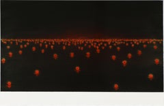 Katsumi Hayakawa, Red Lights, Acrylic on Paper on Wood, 2017