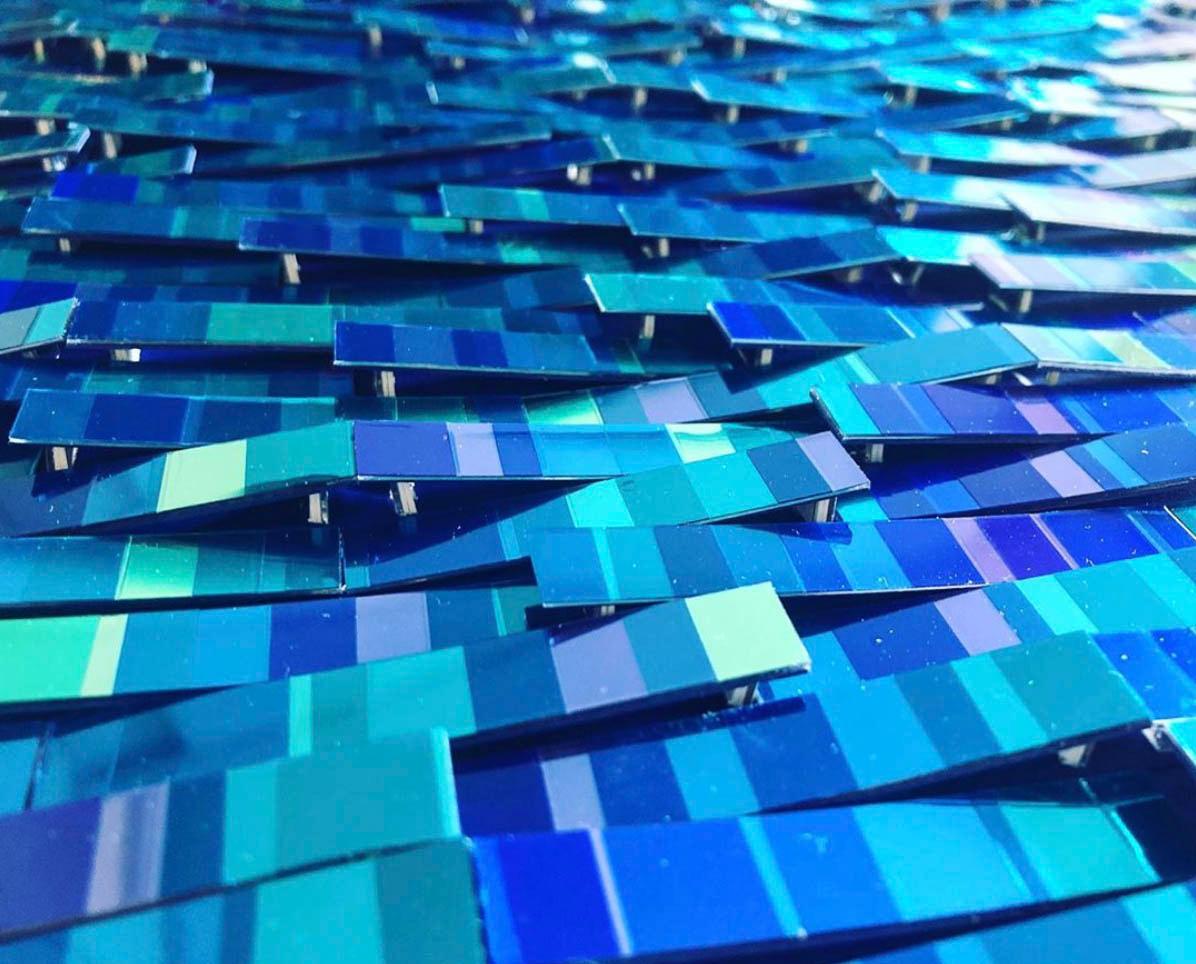 Katsumi Hayakawa, Blue Reflection, Mixed Media, 2018; mirrored surfaces, paper 3