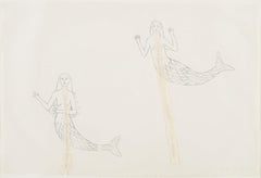 Vintage Kiki Smith, Mermaids Collage on Paper, 1994