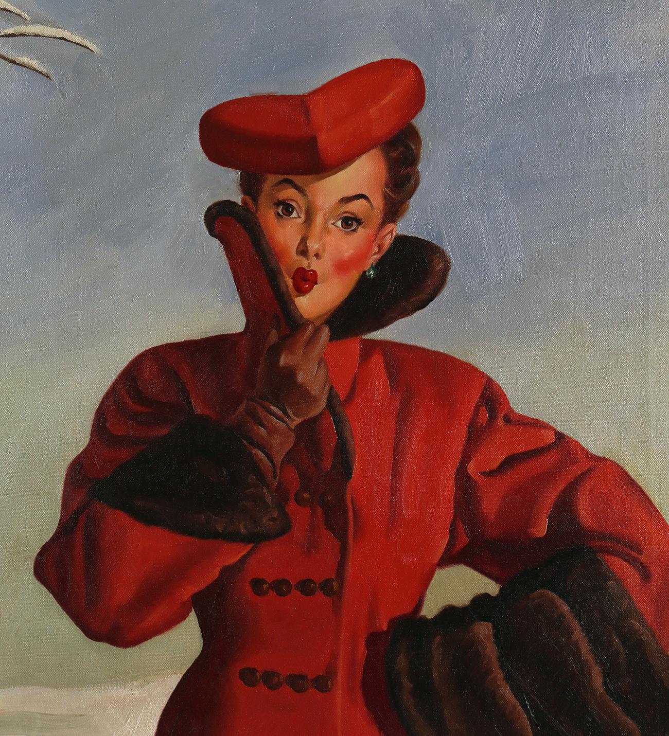 Eine Vision in Rot (Grau), Figurative Painting, von Hagan