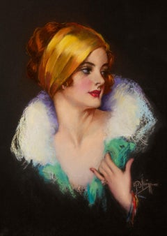 Red Headed Flapper In Gold Scarf