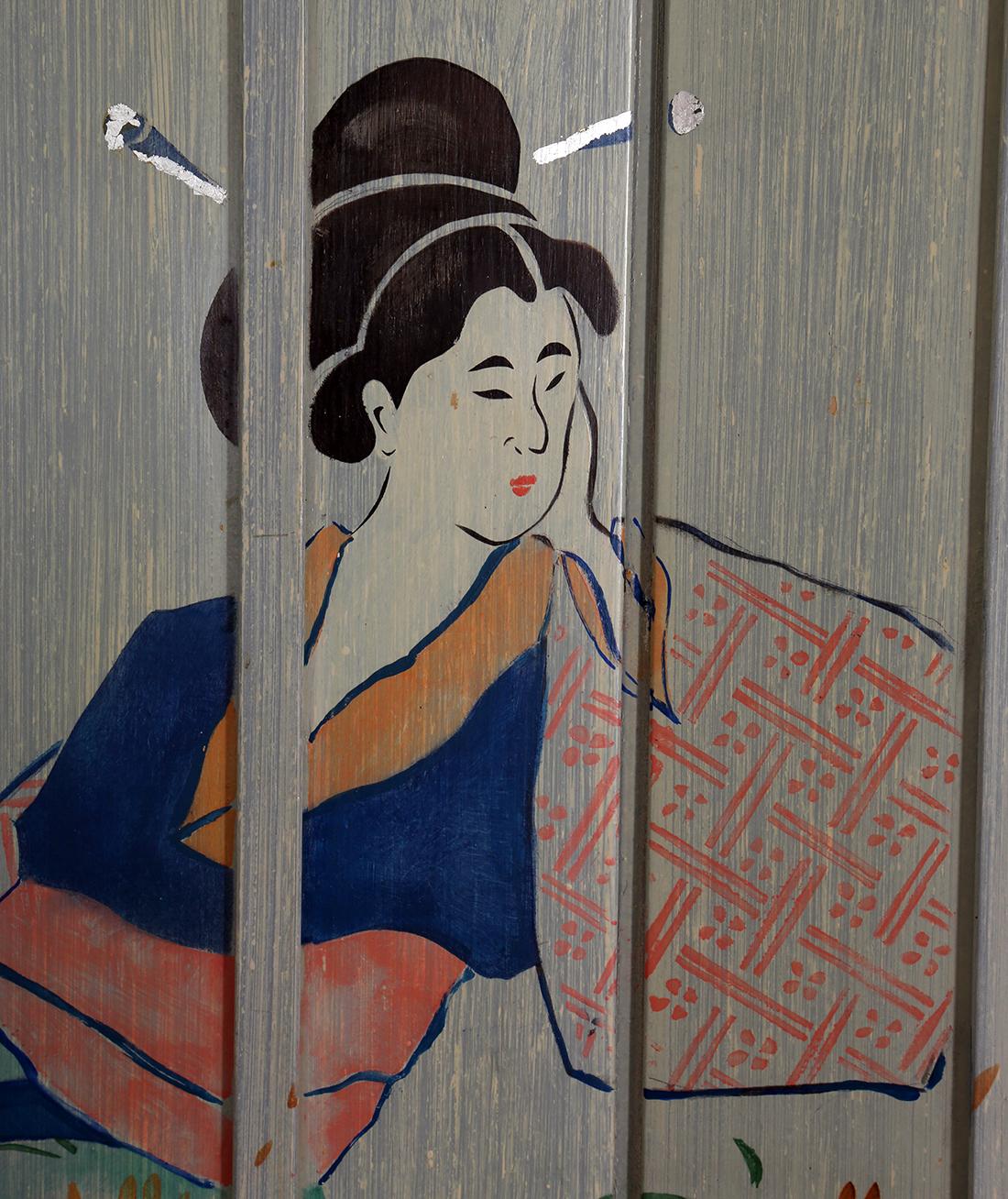 Orientalist Painted Folding Screen - Post-Modern Art by Liedeke Bulder