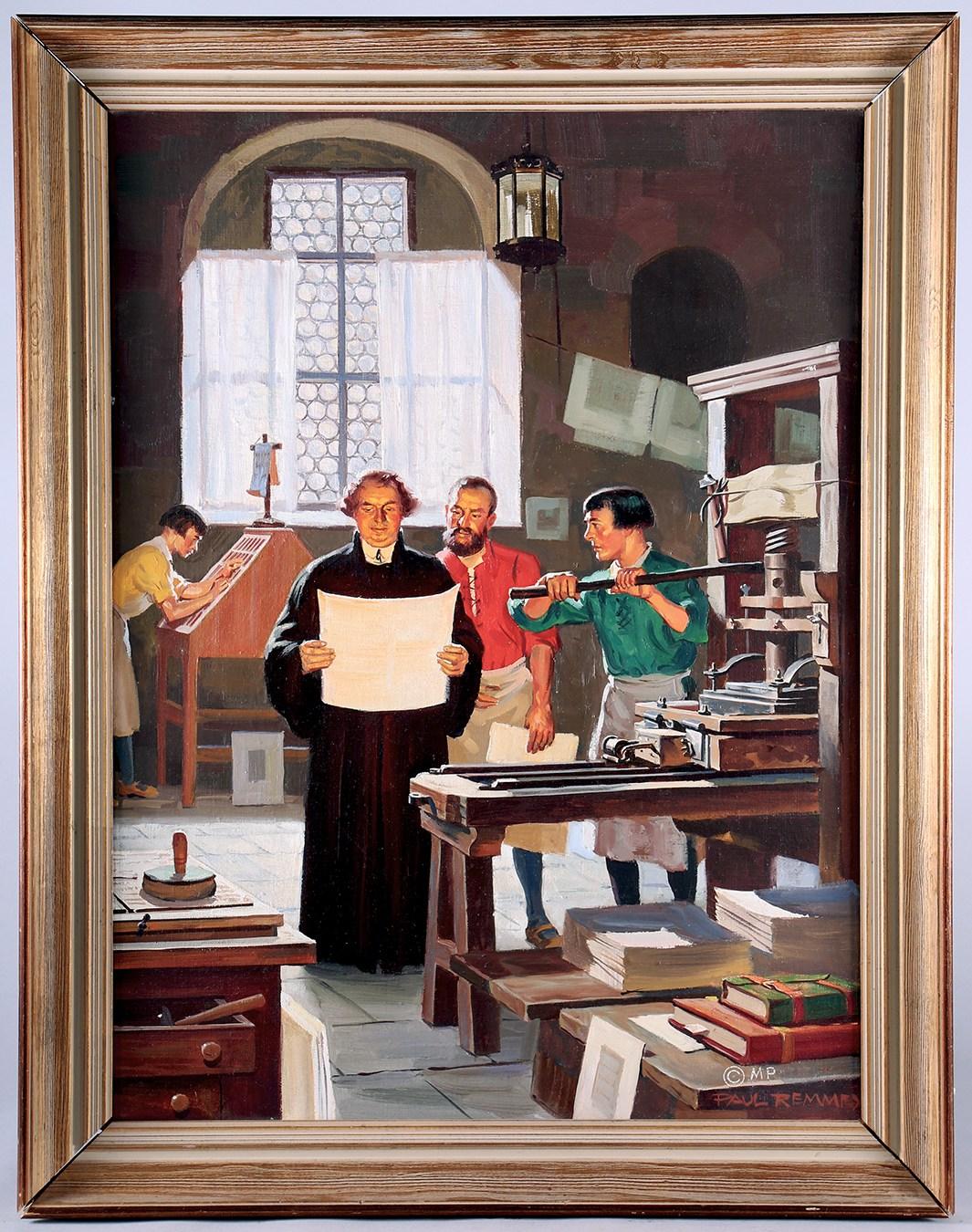 Paul Remmey Portrait Painting - Luther And His Printer