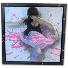 Chris Dellorco "Aqua 1" Figurative Oil and Acrylic Painting on Canvas