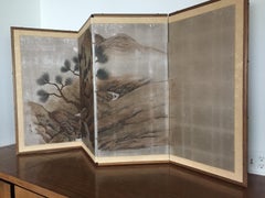 Antique Hand Painted Asian 3 Panel Screen