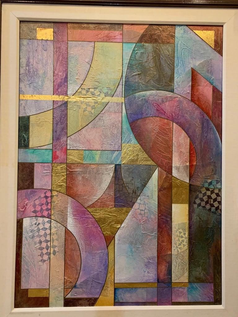 Large Contemporary Abstract Mixed-Media Painting with Gold Leaf, Richard Hall For Sale 3