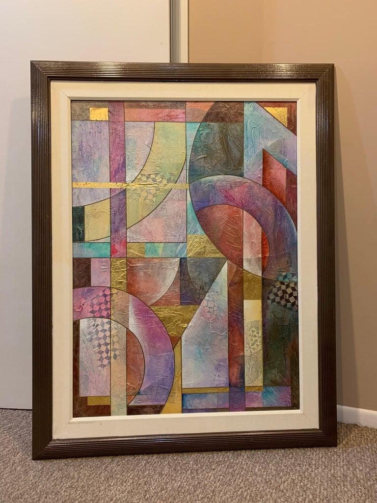 Large Contemporary Abstract Mixed-Media Painting with Gold Leaf, Richard Hall For Sale 7