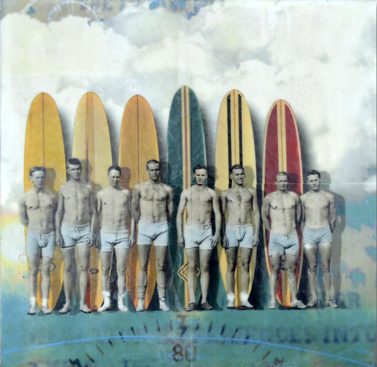 Surfer Boys - Mixed Media Art by Ruth Crowe
