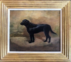 Antique Black Labrador Rare Painting by Ivester Lloyd