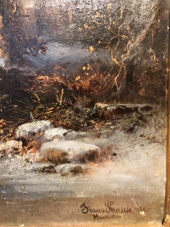 Franz Emile Krause 'Bolton Abbey' Winter Landscape Painting