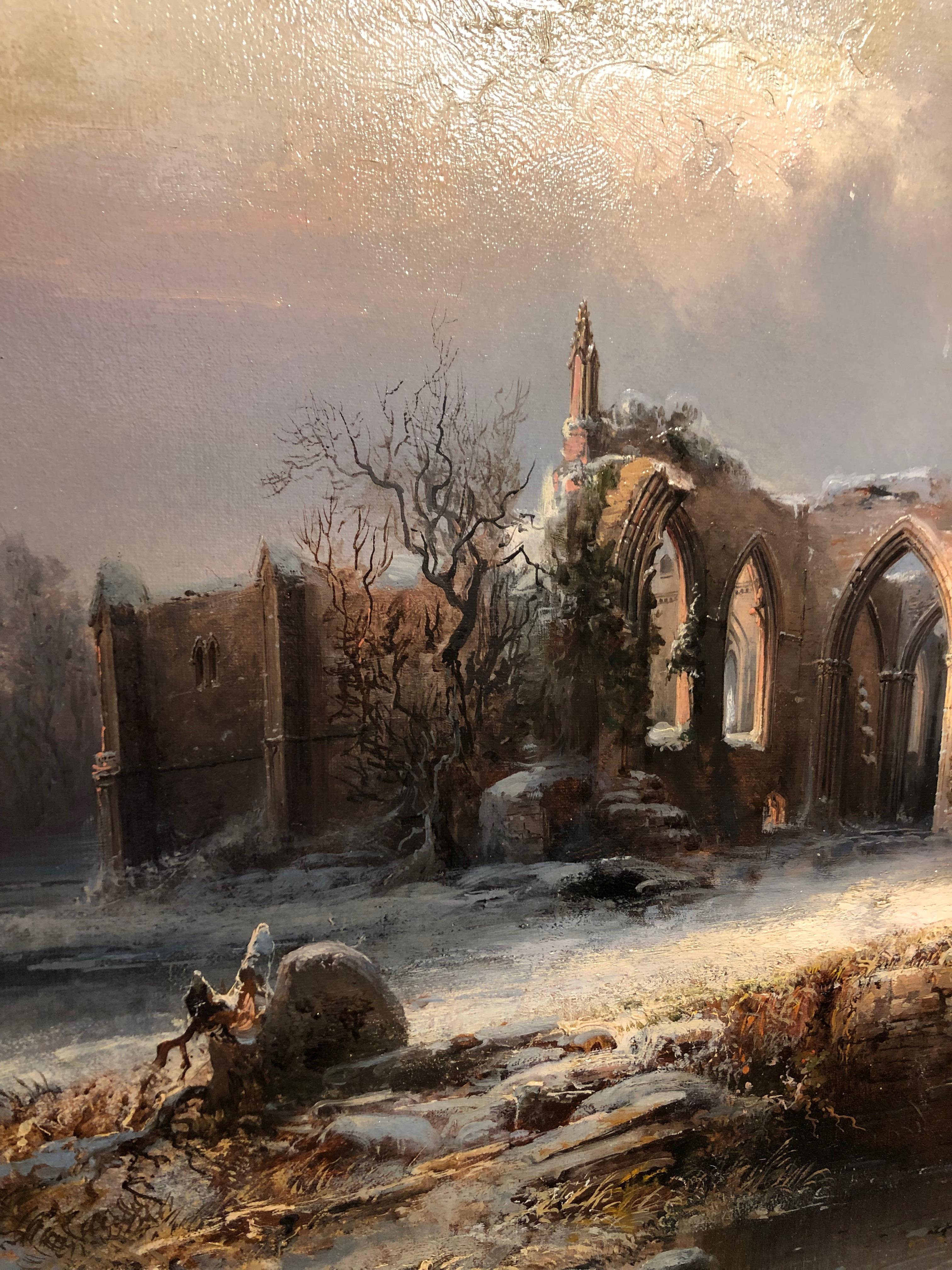 Franz Emile Krause 'Bolton Abbey' Winter Landscape Painting 1