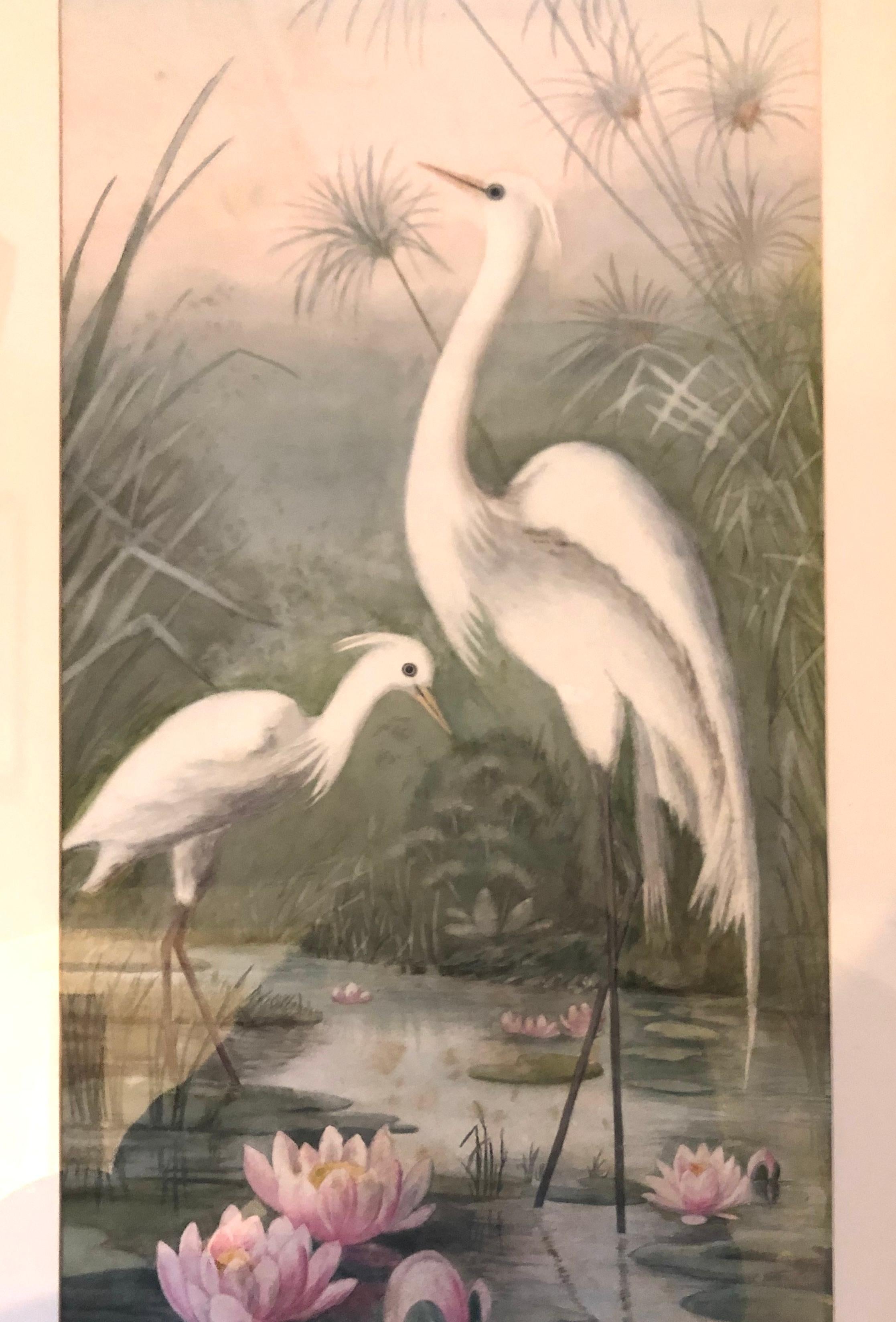 Pair of Bird Watercolours follower of Audubon, signed Elsie Scott 1905.

Overall size 39