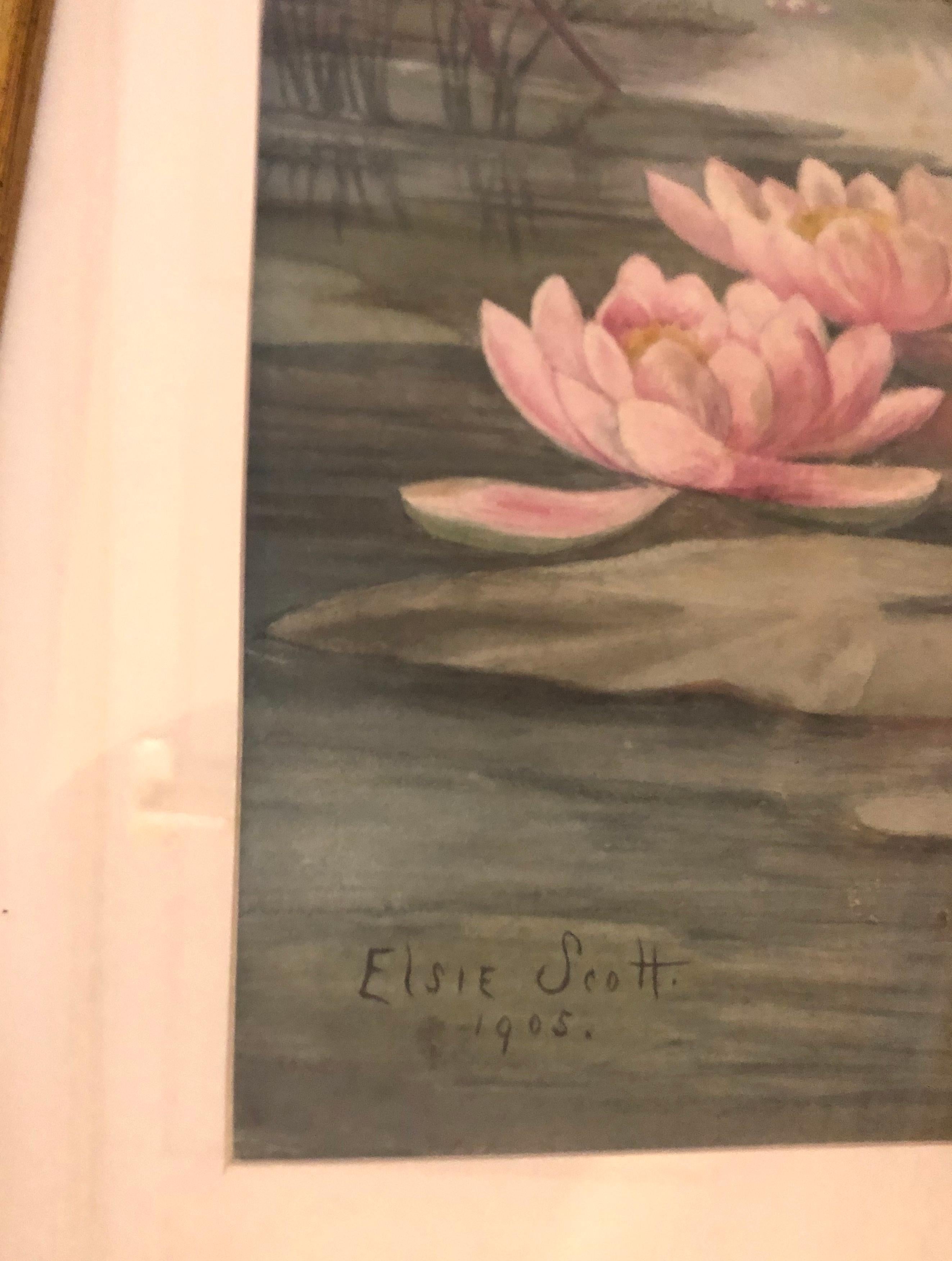 Watercolours follower of James Audubon, Birds,  signed Elsie Scott 1905 1