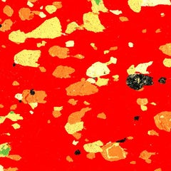 "Abstract Composition I" in Red Orange Yellow and Black Modern Art Spots