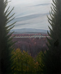 Upstate, Landscape Painting with Forest, Mountains, and Bridge by Will Gabaldon