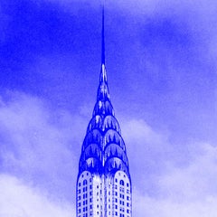 "Blue Chrysler" Building Photograph Art Deco