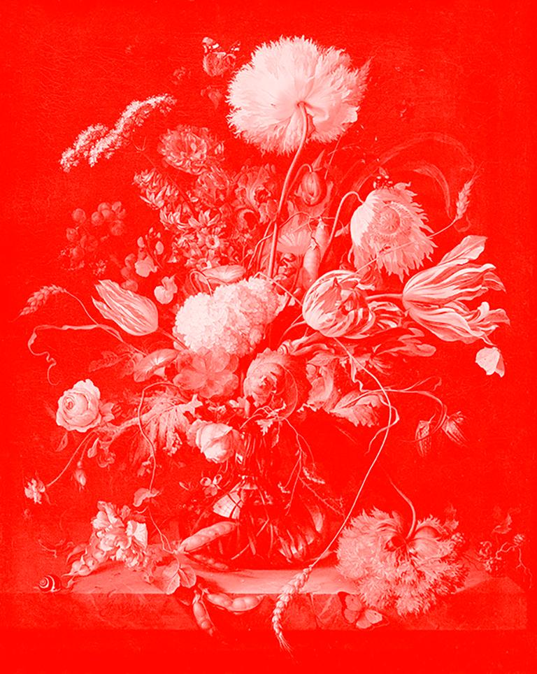 Claire Clarkson Landscape Photograph - "Vase of Flowers Red" After Jan Davidsz. de Heem Tulips photograph 